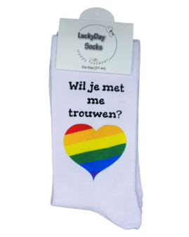 Print Wil je met me trouwen? Pride sokken