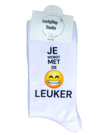 Print Je wordt met de lach leuker sokken