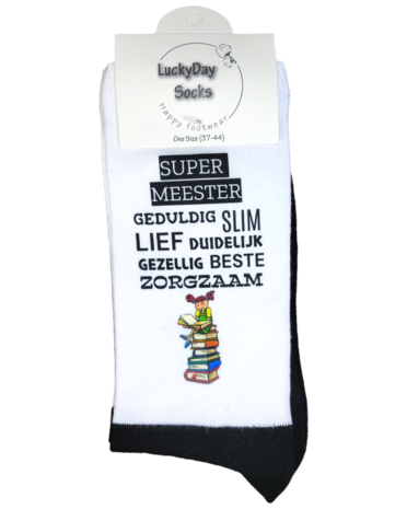 Print Super Meester (meisje) sokken