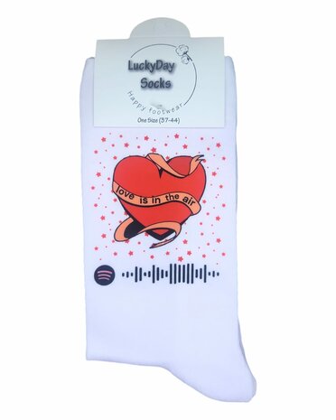 Print Hartje sjerp, Love is in the air spotify  sokken